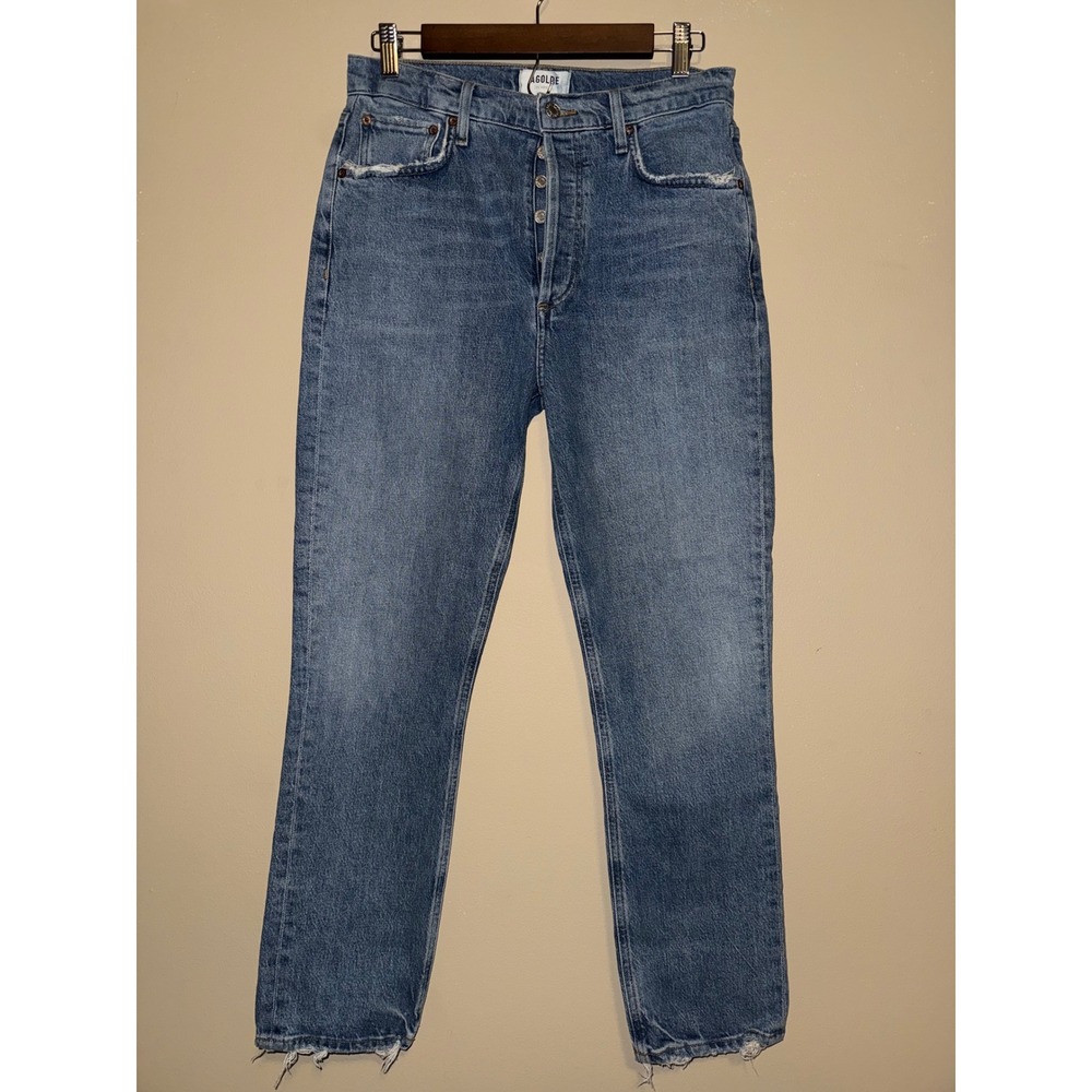 AGOLDE RileyLong HighRise Straight Leg Jeans Blue A9090B-1554 Size 27 Minimalist